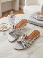 Shimmery Silver Flats For Women